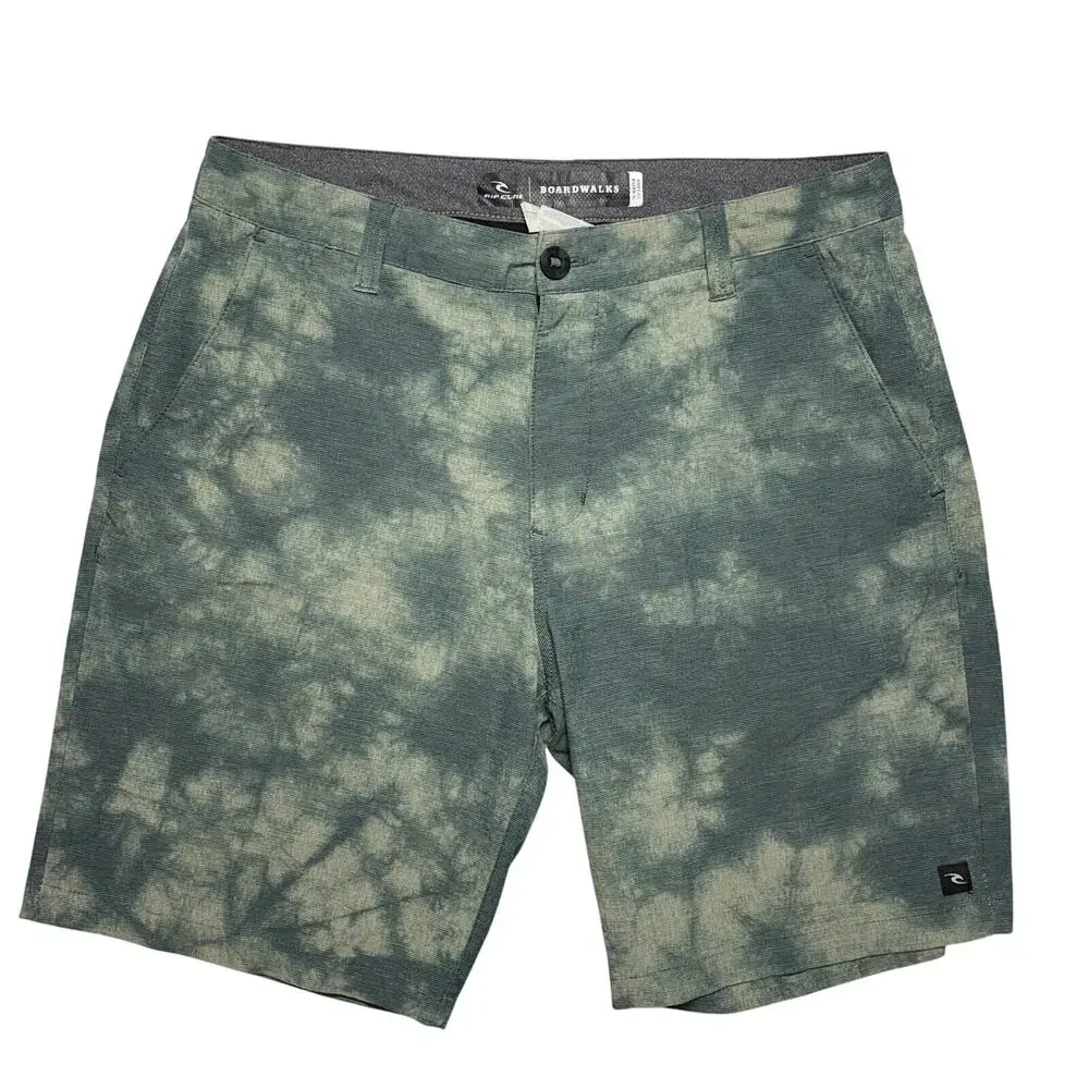 Rip Curl Boardwalks Shorts Mens 32 Green Tie Dye Mirage Trunks Swim Boardshort